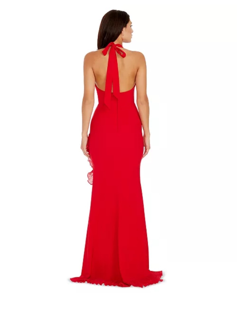 Dress the Population Red Halter Backless Evening Gown